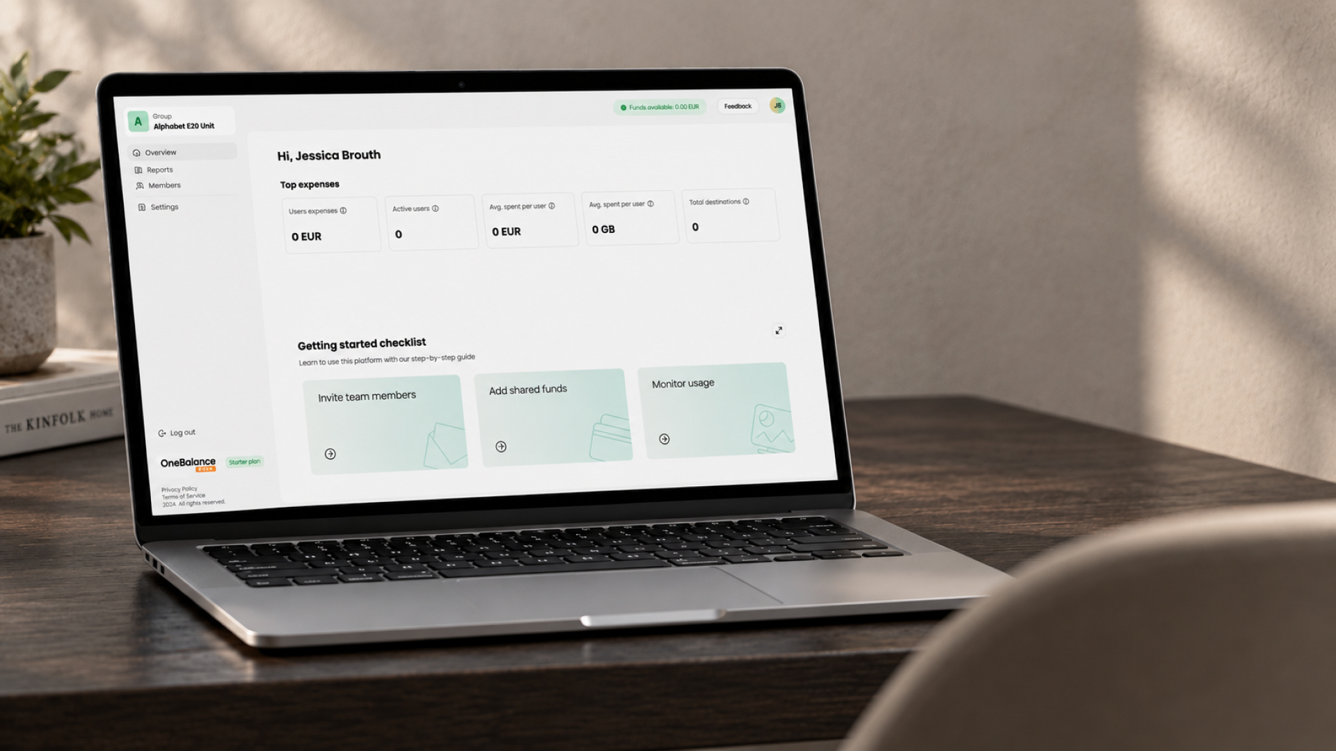 Yesim business dashboard with onboarding guidance and account status